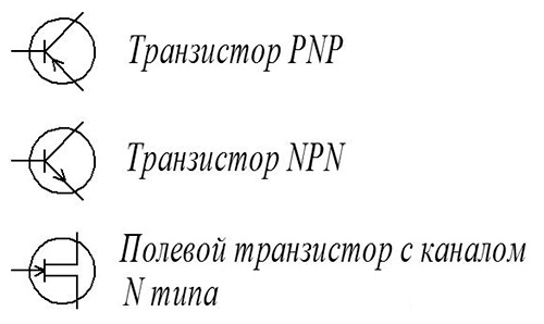 Условное обозначение транзисторов