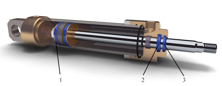 Поршневое, штоковое уплотнения гидроцилиндра, грязесъемник