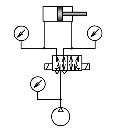 Схема работы пневматического распределителя