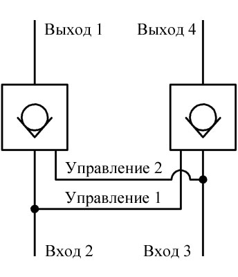 Схема сдвоенного гидрозамка Схема сдвоенного гидрозамка