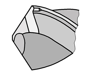 Одинарная заточка с подточкой поперечной кромки и ленточки Одинарная заточка с подточкой поперечной кромки и ленточки