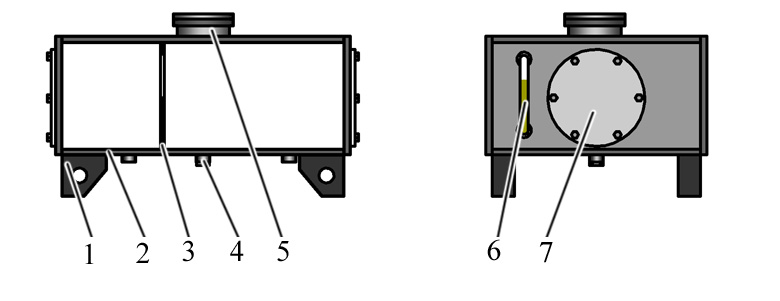 Схема гидравлического бака с заливной горловиной и технологическим люком