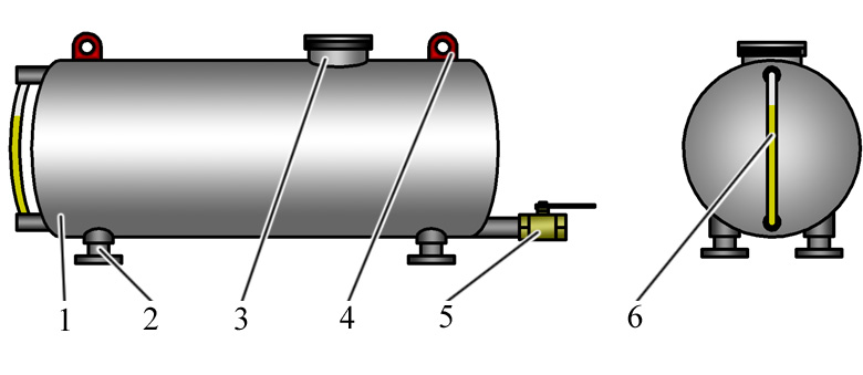Цилиндрическая емкость для хранения гидравлической жидкости - масла